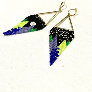 Handmade Triangle Earrings, Miyuki Glass Seed Beads